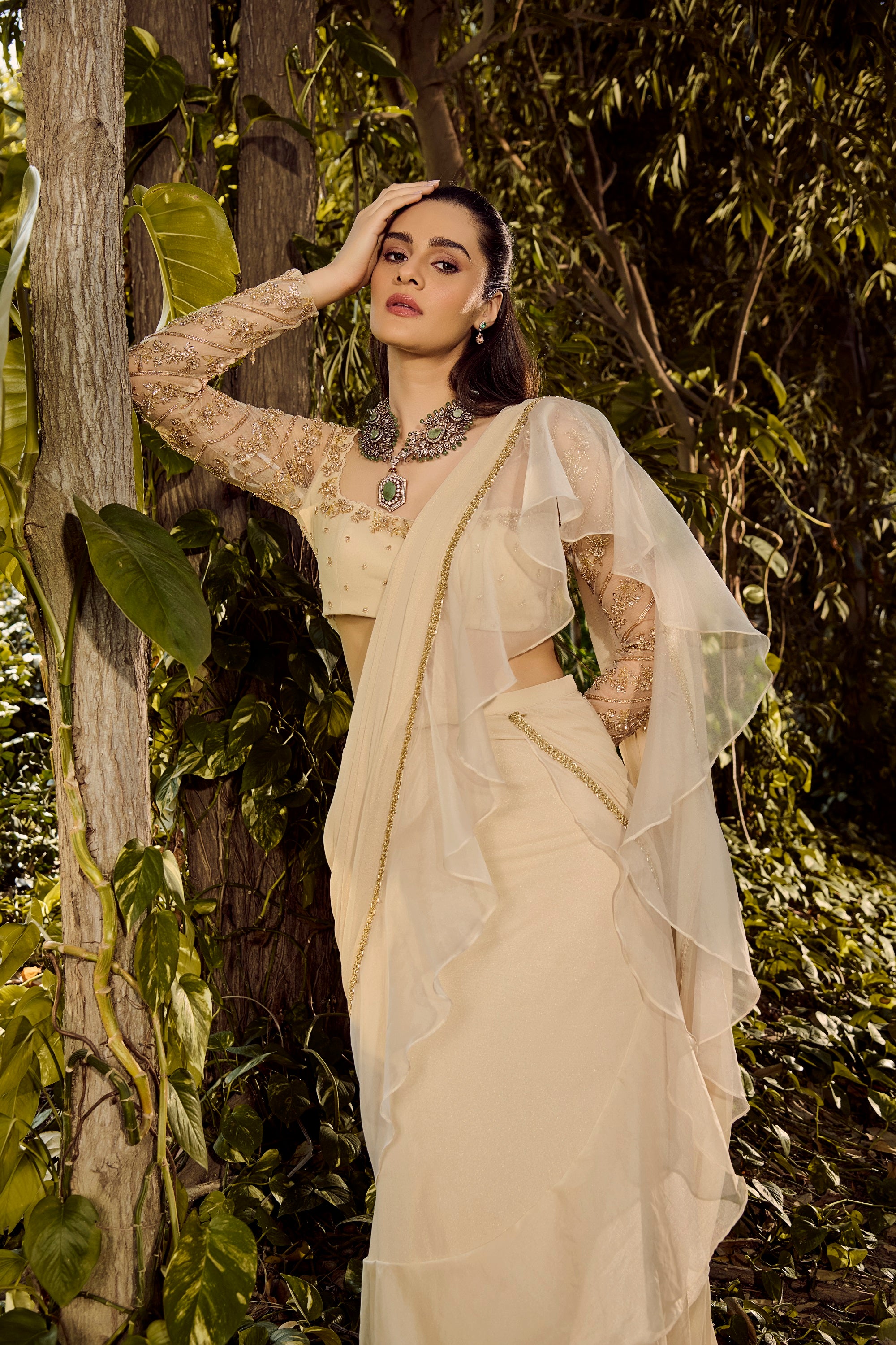 Serene Ruffle Saree - Indian saree