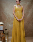 Haldi & Gold Sequin Anarkali Gown - indian ethnic attire for women