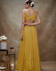 Haldi & Gold Sequin Anarkali Gown - indian ethnic attire for women