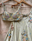 Tea Green Swan Lehenga Set - lehenga choli USA