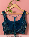 Teal Blue Shimmer Lehenga Set - blue lehenga Canada