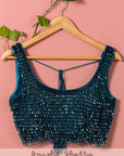 Teal Blue Shimmer Lehenga Set - blue lehenga Canada