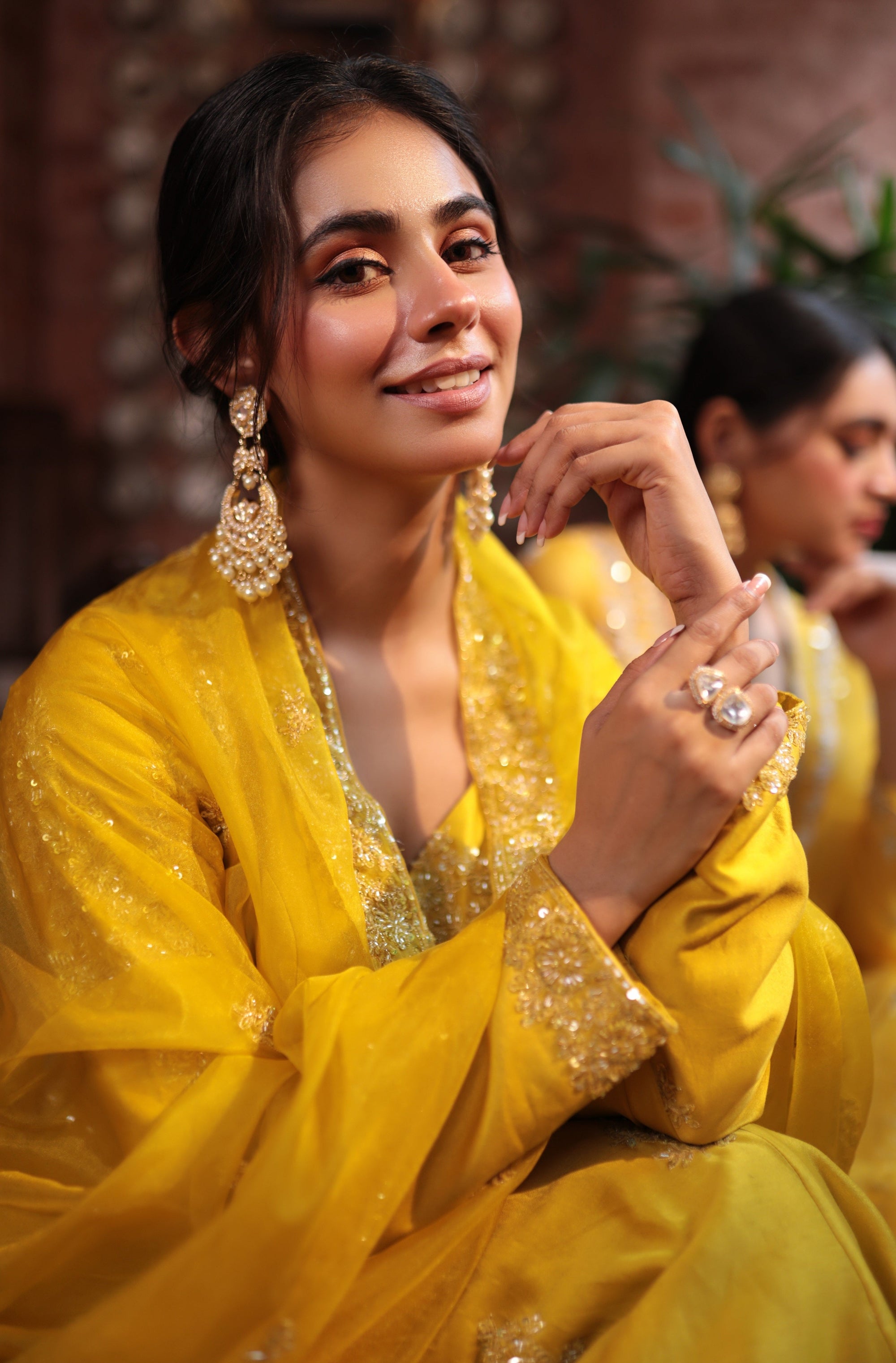 Mustard Embroidered Angrakha Gown - gown Australia