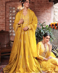Mustard Embroidered Angrakha Gown - gown Australia