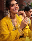 Mustard Embroidered Angrakha Gown - gown Australia
