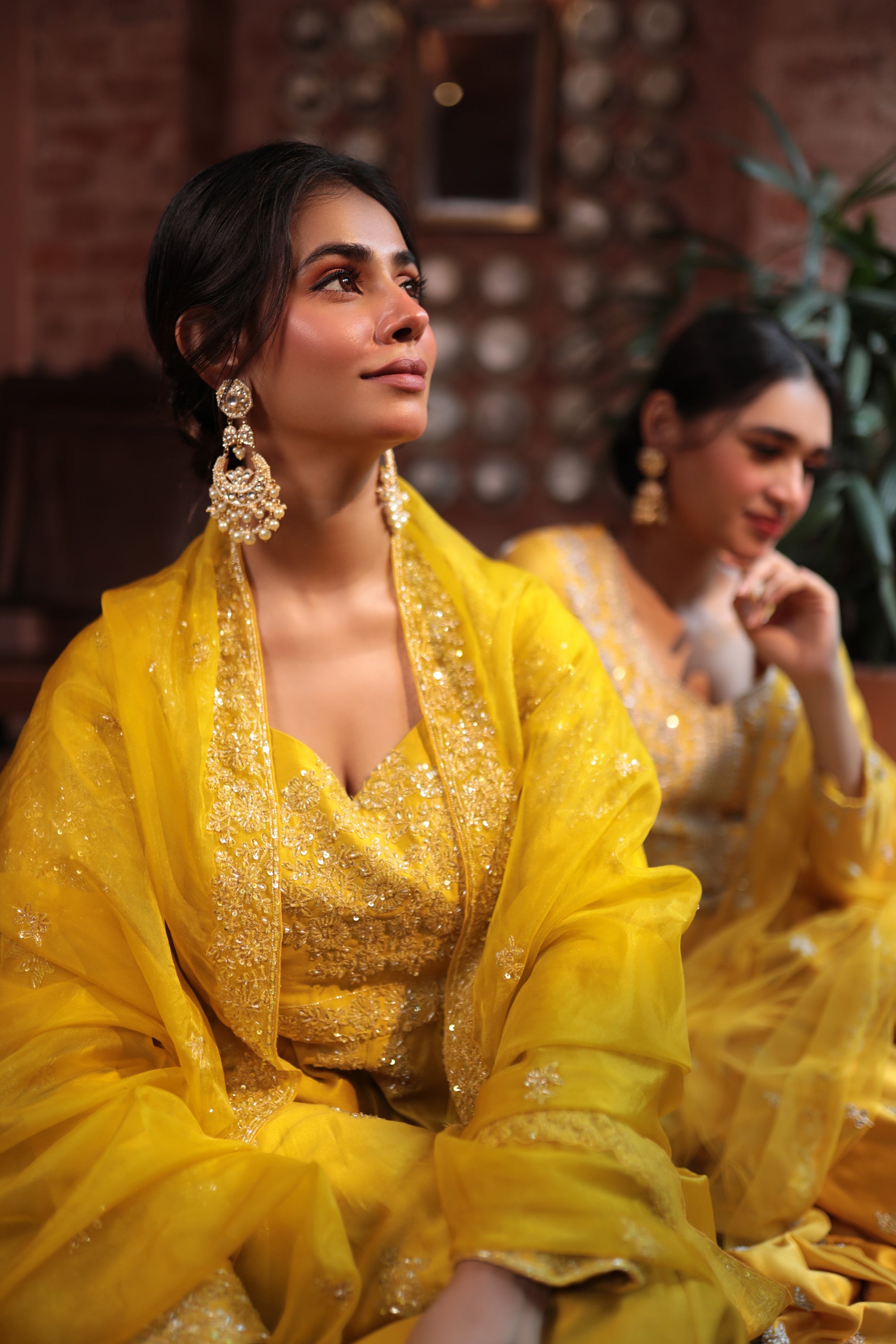 Mustard Embroidered Angrakha Gown - gown Australia