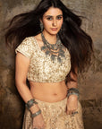Beige and Ivory Hand Embroidered Lehenga Set - embroidered lehenga