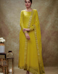 Haldi and Gold Sequin Kurta Pants Set - kurti indian dress Canada