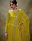 Haldi and Gold Sequin Kurta Pants Set - kurti indian dress Canada