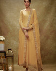 Champagne Gold Sequin Kurta Pants Set - kurti indian dress