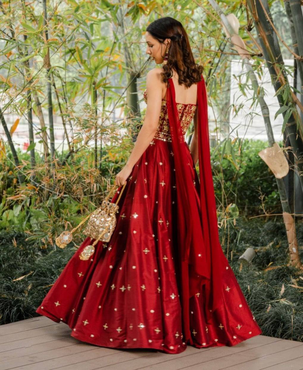 Aarzo Corset Lehenga Set - Red Lehenga