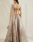 Abalone Grey Brushtroke Embroidered Lehenga