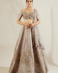 Abalone Grey Brushtroke Embroidered Lehenga