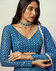 Alia Cobalt Blue Threadwork Lehenga Set