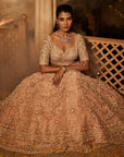Alyssa Peach Embroidered Lehenga - peach lehenga Canada