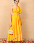 AMBER Mustard One Shoulder Gown