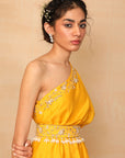 AMBER Mustard One Shoulder Gown