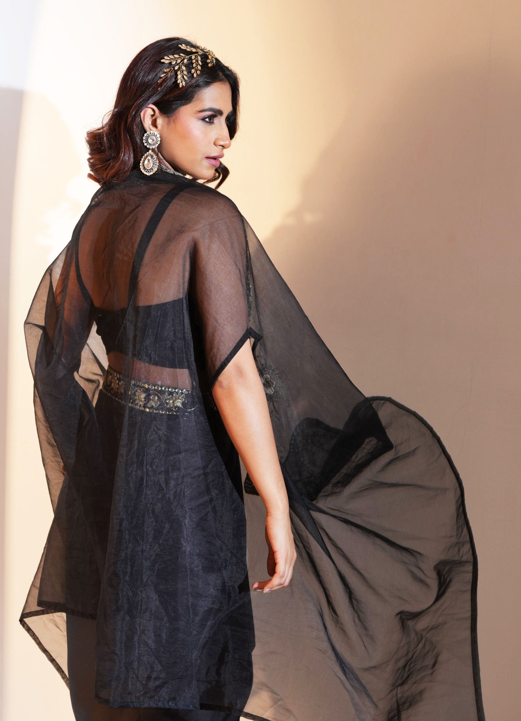 ARIA Drape Skirt with Bustier and Cape Set