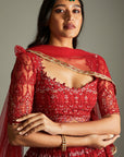 Arshia Ruby Red Lehenga Set