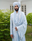 Ash Blue Sherwani Set - royal groom sherwani