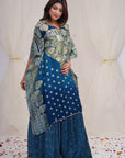 Banarasi Georgette Kaftan in Lapis and Steel Blue