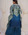 Banarasi Georgette Kaftan in Lapis and Steel Blue