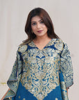 Banarasi Georgette Kaftan in Lapis and Steel Blue