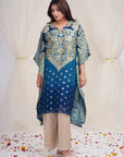 Banarasi Georgette Kaftan in Lapis and Steel Blue