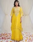 Banarasi Georgette Kaftan with Inner And Crushed Silk Skirt