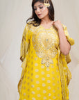 Banarasi Georgette Kaftan with Inner And Crushed Silk Skirt