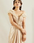 Barley Beige Pre Draped Pipe Saree