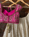 Beige and Fuchsia Pink Lehenga Set