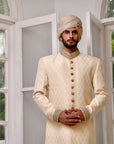Beige Embroidered Sherwani