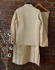 Beige Kurta, Vest and Pant Set