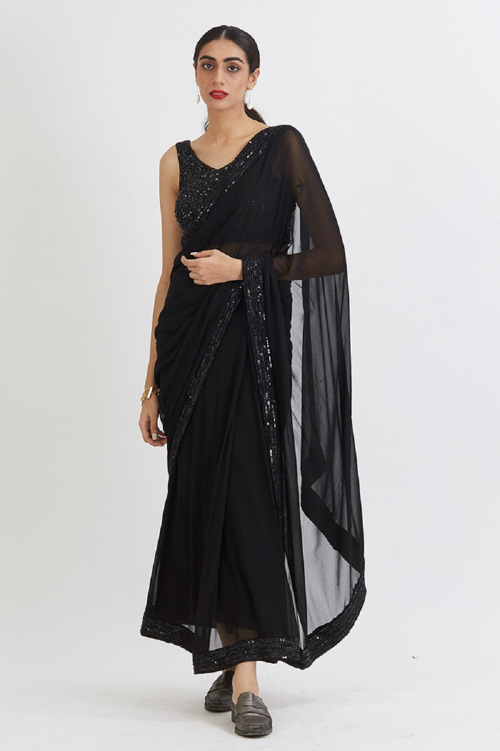 Black Anamika Saree - black saree New Zealand