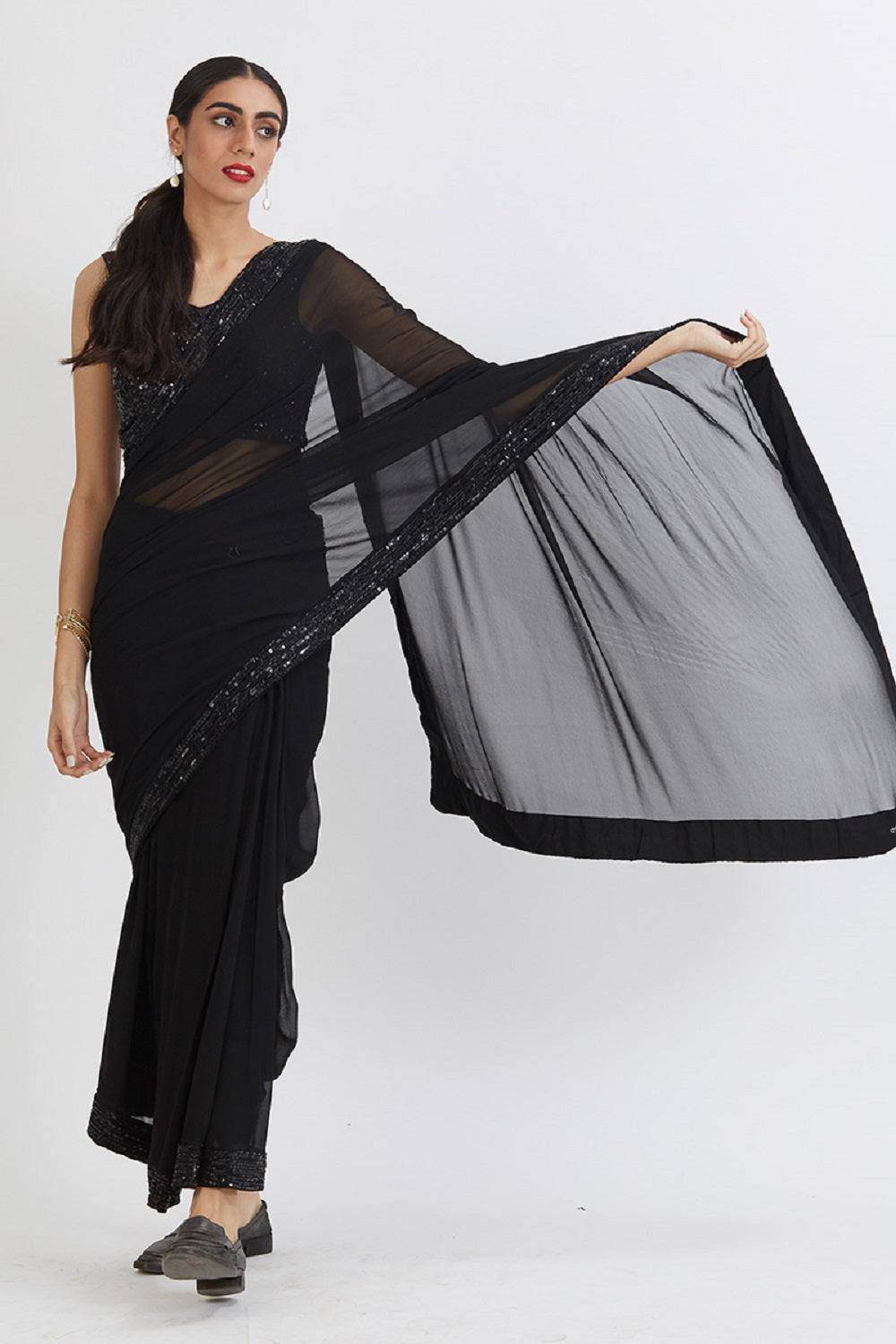 Black Anamika Saree - black saree New Zealand