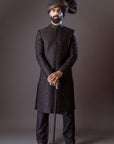 Black Embroidered Sherwani - Groom Sherwani Australia