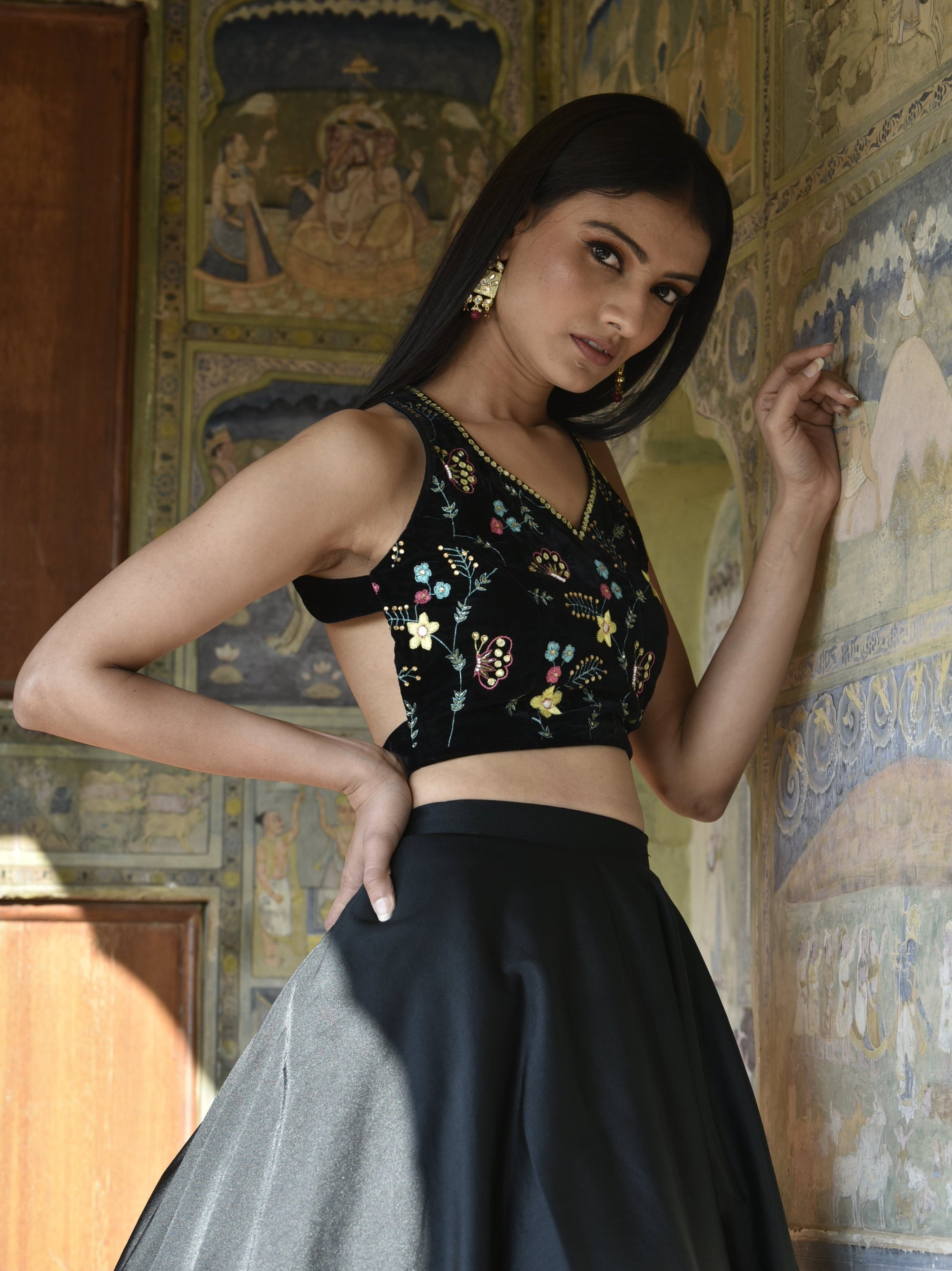 Black High Low Lehenga Set - WaliaJones