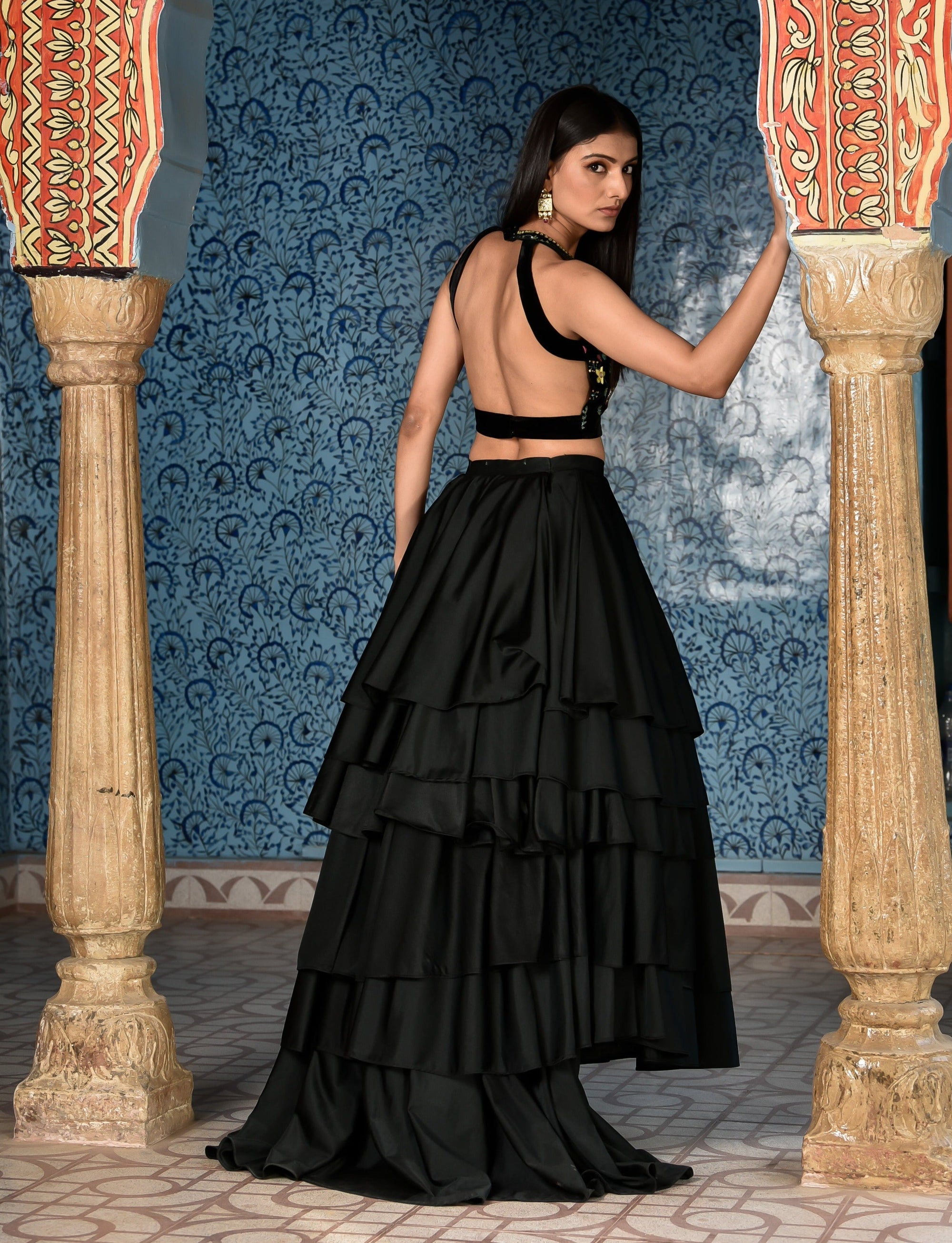 Black High Low Lehenga Set - WaliaJones
