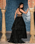 Black High Low Lehenga Set - WaliaJones