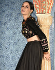 Black Hued Floral Lehenga Set