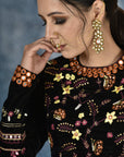 Black Hued Floral Lehenga Set