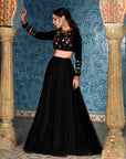 Black Hued Floral Lehenga Set