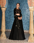 Black Hued Floral Lehenga Set