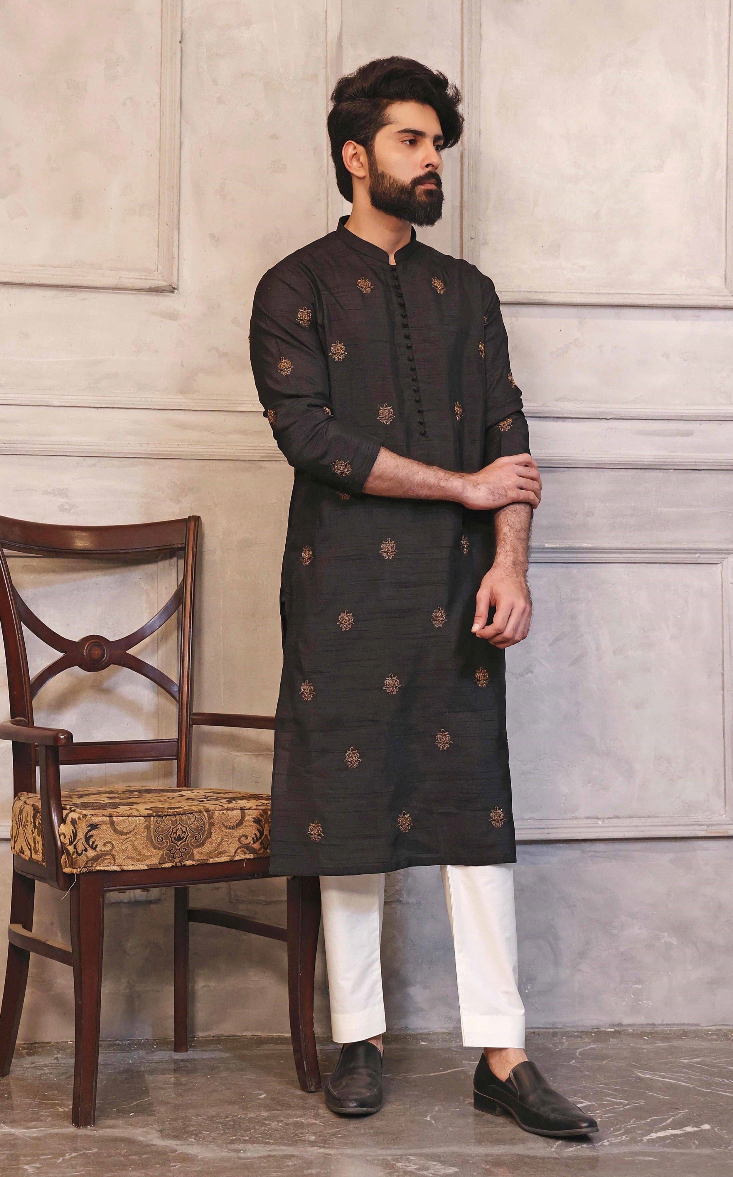 Turban Shoes For Black Kurta Pajama Black Kurta With White