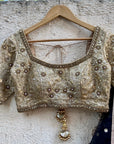Black Sharmily Lehenga Set with Nude Embroidered Blouse