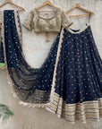 Black Sharmily Lehenga Set with Nude Embroidered Blouse