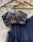 Black Tier and Ruffle Set with Bustier
