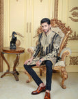 Black Velvet Sherwani with Hand-worked Motif - Sherwani Australia