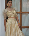 Blond Feather Lehenga